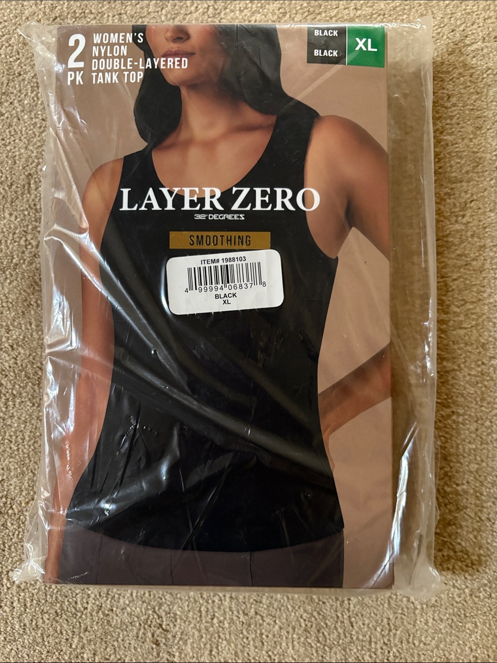32 Degrees Black Women's Double-Layered Smoothing Tank Bandeau 2-pack